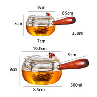 Service à thé en verre Borosilicate, de luxe, petite théière avec poignée en bois, Pot d'eau chaude, 1 pièce