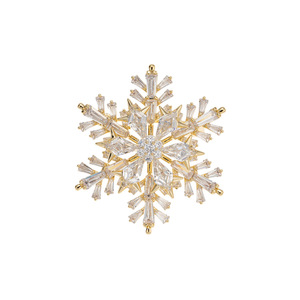 Snowflake Brooch Zinc Alloy Claw Setting Double Gold Silver Gold Unisex Fashion Accessory Lapel Pin Gift - Product Image 5