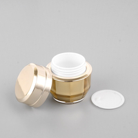 Stock disponible, faible MOQ : Pots cosmétiques vides en acrylique de luxe octogonaux pour baume à lèvres et crème de soin, blanc doré givré, 15g/30g/50g, Marque Sengmi