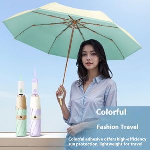 Sombrilla Moderna con Diseño Fresco y Mango en Bloques de Color Macaron, Protección Solar, Doble Uso para Viajes - Product Image 3