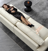 Juego de Sofás Chesterfield de Cuero Genuino Estilo Moderno Francés, Totalmente Blanco, Importado, de Alta Gama, Piel de Vacuno de Primera Calidad, para Hotel o Escuela