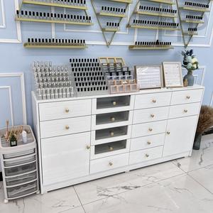 Gabinete de exhibición de salón de uñas nórdico blanco 90, esmalte de uñas, pegamento, armario, cajón de almacenamiento de suelo - Product Image 2