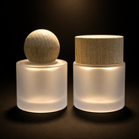 Bouteille en verre vide pour huiles essentielles 30ml/50ml, flacon diffuseur givré rechargeable avec bouchon en bois naturel, emballage personnalisé