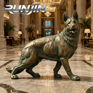 Escultura <span class=keywords><strong>de</strong></span> Pastor Alemán <span class=keywords><strong>de</strong></span> Bronce Fundido a Tamaño Real, Pose Caminando, Acabado Moderno en Bronce, Tamaños Personalizados, Estatua <span class=keywords><strong>de</strong></span> Animal - Product Image 1