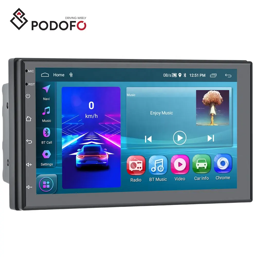 Podofo 2 + 64GB 7 "Double Din Car Stereo Android Rádio Do Carro Autoradio Carplay Android Auto GPS WIFI BT FM RDS Suporte AHD Câmera