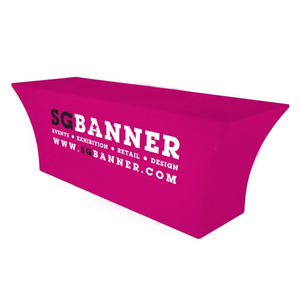 Nappe ajustée extensible Couverture de table en spandex de 6 'avec logo-Nappe de table de marque personnalisée Premier - Product Image 1