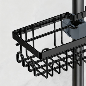 Scaffale angolare da bagno a 3 livelli regolabile, antiruggine, senza foratura, con asta telescopica per <span class=keywords><strong>doccia</strong></span>, organizer per bagno - Product Image 6