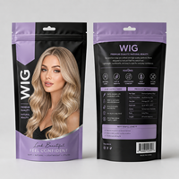 Sacs d'emballage pour perruques en Mylar avec logo imprimé numérique personnalisé, pochettes refermables pour perruques courtes, tresses sales, emballage de cheveux