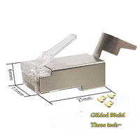Gold Plated 50U Nickel-plated Iron Metal Shell Cat7 Shielded 8P8C STP FTP Modular Ethernet Network RJ45 Connector Plug