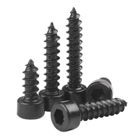 Vis autotaraudeuses à tête cylindrique hexagonale en acier inoxydable 304 SNIPPIN, finition oxyde noir, filetage droit, tailles M2-M6 pour
