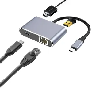 4 en 1 <span class=keywords><strong>USB</strong></span> Type <span class=keywords><strong>C</strong></span> vers Rj45 Gigabit Ethernet <span class=keywords><strong>Lan</strong></span> 1000Mbps Carte réseau filaire PD 100W Type-<span class=keywords><strong>C</strong></span> <span class=keywords><strong>USB</strong></span> 3.0 HUB Docking Station Converter - Product Image 3