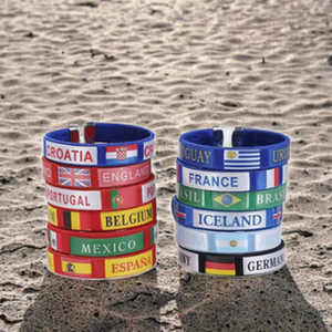 Pulseras Deportivas Promocionales <span class=keywords><strong>Bieco</strong></span> al por Mayor, Pulsera de Silicona Tejida para Eventos de Fútbol, Impresión Digital, América, México, Canadá - Product Image 1