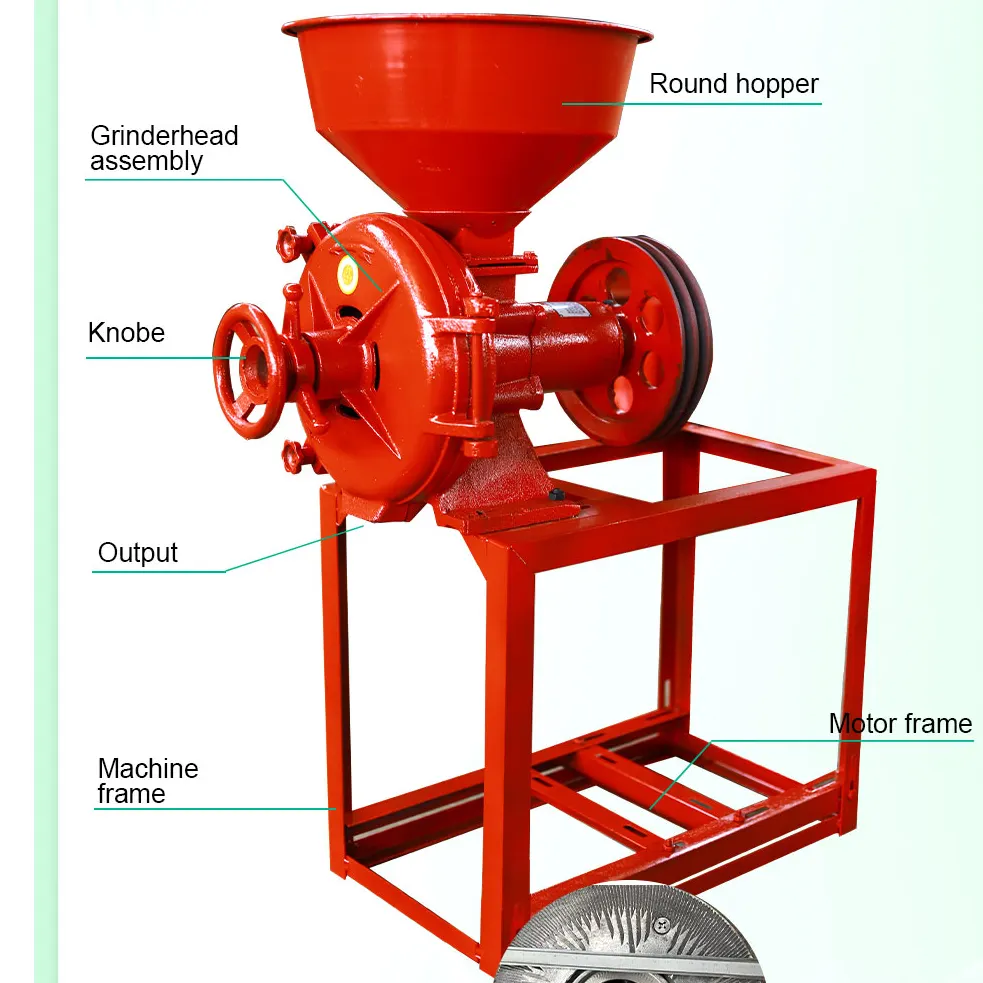 Large Capacity Dry Chili Grinding Mill For Flour Production Grinder 3 Phase Wheat Machine