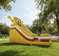 Aire de jeux gonflable Hualong bleu pastel et rose, équipement d'amusement pour enfants de qualité commerciale, multi-zones, pour terrains extérieurs