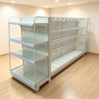 Étagères métalliques blanches personnalisées en gros, présentoirs de vente au détail à plusieurs niveaux, étagères modulaires en acier