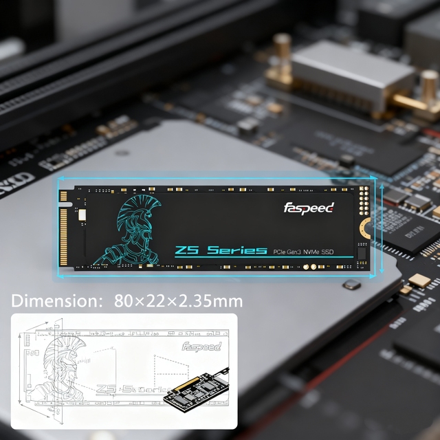 Faspeed Internal High-Speed 5-Yr Warranty M.2 NVMe SSD PCIe 3.0-3500MB/s Read 3D NAND TLC OEM Support 512GB/1TB/2TB Wireless