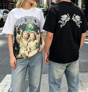 MIXED EMOTIONS <b>Top</b> Quality Heavyweight 100% Cotton Shirts In Stock American Trendy Loose Casual Hip Hop Vintage T-shirt for Men - Product Image 6