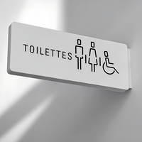 EZD Plaque de porte de toilettes en acier inoxydable avec icônes personnalisées, fixation latérale, pour bureaux et appartements