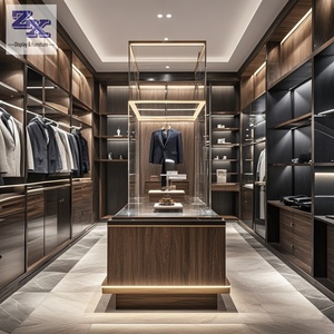 Abiti da uomo di fascia alta espositore con led in venature del legno design per abiti da uomo <span class=keywords><strong>negozio</strong></span> - Product Image 3