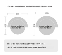 Lit rond intelligent de luxe multifonctionnel avec rotation électrique, cadre en bois massif, revêtement en cuir, projecteur musical Bluetooth LED