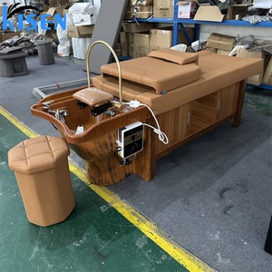 Table de massage et lit de shampoing en bois Kisen personnalisable pour salon de beauté avec machine de fumigation - Product Image 5