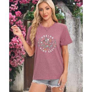 Women Garden <b>T</b> <b>Shirt</b> Hoeing Aint Easy Funny Short Sleeve Jersey Top For <b>Gardening</b> - Product Image 3