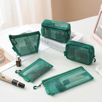 Pochette de rangement en maille respirante, ensemble multi-formes, légère, multi-usages, trousse de toilette cosmétique pour voyage et papeterie