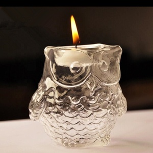 Made Clear Hand Blown Cute Heat Resistant <strong>Owl</strong> Shape Glass Oil Burner <strong>Candle</strong> <strong>Holder</strong> Glass Handicrafts for Home Decoration - Product Image 1