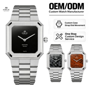 นาฬิกาข้อมือผู้ชายสไตล์ธุรกิจหรูหรา OEM ODM ระดับพรีเมียม ตัวเรือนสแตนเลส หน้าปัดออบซิเดียน นาฬิกาจักรกลแบบกำหนดเอง พร้อมกระจกแซฟไฟร์ ระบบอนาล็อก - Product Image 1