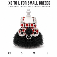 Gaun Anjing Putri Kontes Kecantikan Logo Kustom Grosir, Rok Tulle Pita Kristal Mutiara, Pakaian Hewan Peliharaan Jacquard untuk Anak Anjing Ras Kecil