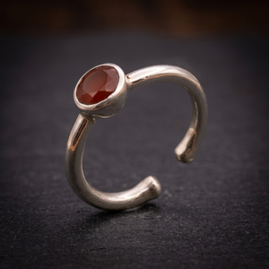 Stainless Steel Trendy <b>Resizable</b> <b>Ring</b> with Red Onyx Stone Simple and Stylish for Men and Women - Product Image 2