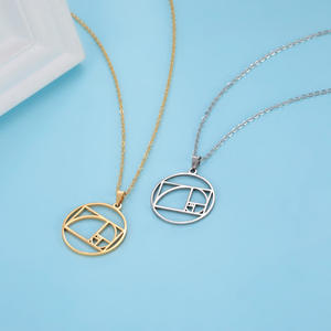 Collares de Acero Inoxidable con el Cubo de Metatrón, Espiral de <span class=keywords><strong>Fibonacci</strong></span>, Círculo, Triángulo, Proporción Áurea, Geometría, Joyería - Product Image 1