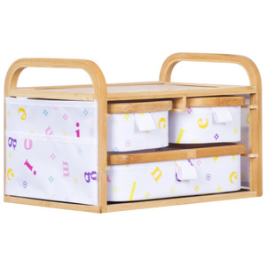 Taoya Bamboo Fabric Cosmetic <b>Storage</b> <b>Box</b> With <b>Drawers</b> Japanese Style Desktop Organizer 10-20L Makeup <b>Storage</b> - Product Image 5
