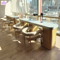 Fournisseurs de clous en bois massif de bonne qualité moins chers Ensembles de table de manucure à deux places avec aspirateur anti-poussière