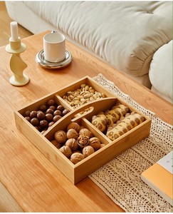 Noix Fruits Secs Boîte De Rangement Bambou Bois Fruits Secs Assiette Plateau Poignée Poli Durable Plat Maison Cuisine Fête De Mariage - Product Image 6