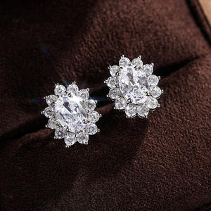 Classic Copper Flower <b>Stud</b> <b>Earrings</b> with White <b>Crystal</b> Center Claw Setting Zinc Alloy for Women Wedding Jewelry E697 - Product Image 3