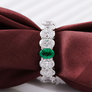 แหวนเพชรทรงรีสไตล์มินิมอลสำหรับผู้หญิง เพชรเลี้ยงในห้องปฏิบัติการ แหวนเพชรพลอยมรกตเลี้ยงในห้องปฏิบัติการ แฟชั่นทันสมัย - Product Image 6