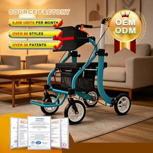 Fauteuil roulant pliable <span class=keywords><strong>3</strong></span>-en-1 <span class=keywords><strong>avec</strong></span> chariot de courses - Cadre en aluminium léger, <span class=keywords><strong>roues</strong></span> en PU - Product Image 1