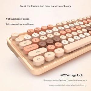 Màu Sắc Phong Phú Retro Máy Đánh Chữ Vòng Key Không Dây Im Lặng Màng Bàn Phím Chuột Thiết Lập Bàn Phím Cho PC Máy Tính Xách Tay Win/IOS/<span class=keywords><strong>Android</strong></span> - Product Image 3