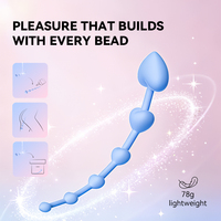 Perles anales en silicone en forme de cœur avec perles graduées flexibles et poignée facile à saisir