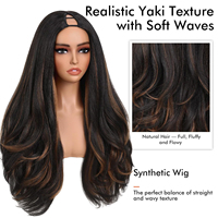 Perruque V-Part en fibre résistante à la chaleur, texture Yaki épaisse, 26 pouces, avec mèches P1B/30, longue et bouclée, en stock, vente en gros