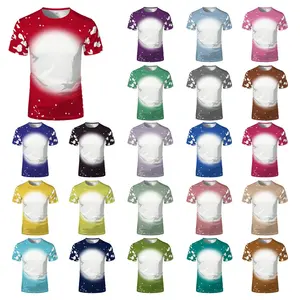 Summer On Sale Customized Design Made OEM Unisex Cloud Pattern Faux Bleach Tee Sublimation Blank Bleached Tshirts