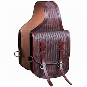 Sac de selle de cheval occidental traditionnel robuste en cuir véritable pour les sacs de sport d'équitation sportive - Product Image 1