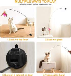 Interactief Kattenveerspeelgoed, Kattentoverstokspeelgoed En Natuurlijke Veren-Teaser-Vervangingen Met Bell Kitten Play <span class=keywords><strong>Chase</strong></span>-Oefening - Product Image 5