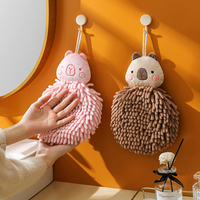 FF4651 Home Decor mignon cuisine salle de bain séchage des mains serviette chiffons de nettoyage chiffon Chenille essuie-mains flous avec boucle de suspension