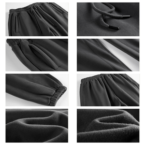 Pantalon de jogging en coton épais et confortable pour <span class=keywords><strong>femme</strong></span>, couleur unie, idéal pour la course, l'exercice et la gym en automne - Product Image 5