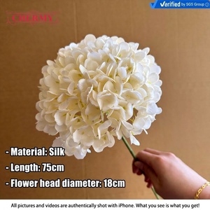 Nouvelle version améliorée : <span class=keywords><strong>Hortensia</strong></span> artificiel crème-blanc de 18 cm, grande tête, pour décoration de mariage et événements - Product Image 2