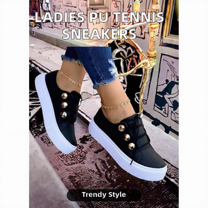 Zapatillas de <span class=keywords><strong>Tenis</strong></span> de Invierno para <span class=keywords><strong>Mujer</strong></span>, Diseño con Cordones, Color Sólido, Zapatos Casuales para Caminar con Suela Gruesa, Parte Superior de Cuero PU - Product Image 2