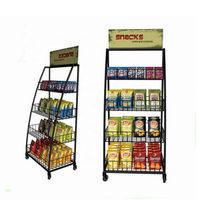 Étagères de magasin de supermarché Panier de rangement en fil métallique Snacks Nourriture Boisson Bouteille Bonbons Pain Biscuit Pommes de terre Chips Présentoir Stand