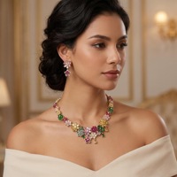 Ensemble collier et boucles d'oreilles UBEIDO en zircon rose fleuri pour mariage, soirée, accessoires de bijoux de luxe